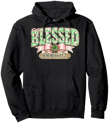 Blessed Christian Shamrock Jeremiah 17:7 Faith St. Patrick's Hoodie - Hoodie | Black