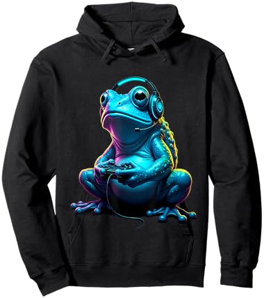 Frog Gaming Animal Video Games Funny Frog Hoodie - Hoodie | Black