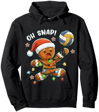 Funny Volleyball Gingerbread Christmas Holiday Player Gift Hoodie - Hoodie | Black