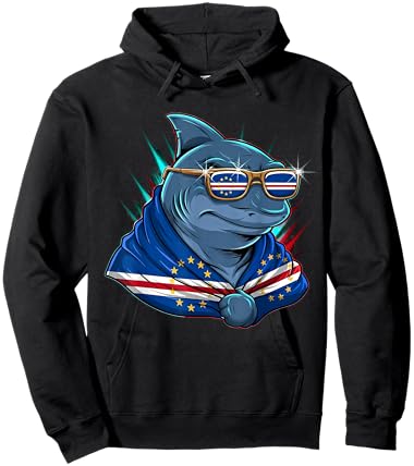 Cape Verde Flag Shark Cape Verdean Roots Cabo Verde Hoodie - Hoodie | Black