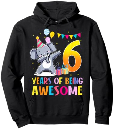 6 Years of Being Awesome Dabbing Elephant Birthday 6th Hoodie - Hoodie | Black