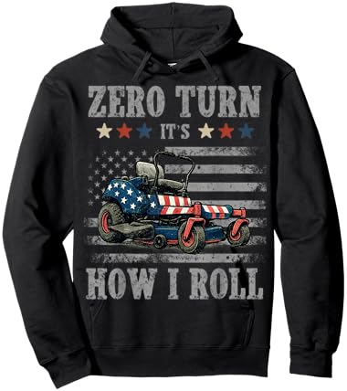 Zero Turn It's How I roll Vintage American Flag Lawn Mower Hoodie - Hoodie | Black