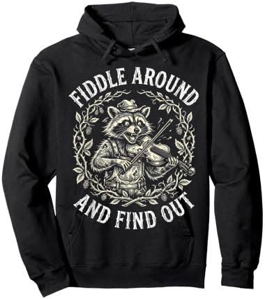Funny Raccoon Fiddle Around and Find Out Bluegrass Music Pun Hoodie - Hoodie | Black