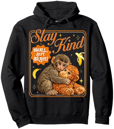 Punch Baby Monkey Stay Kind Small But Brave Hoodie - Hoodie | Black