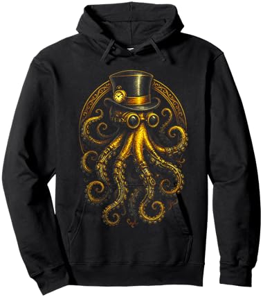 Steampunk Octopus - Retro Funky Gear Art Hoodie - Hoodie | Black