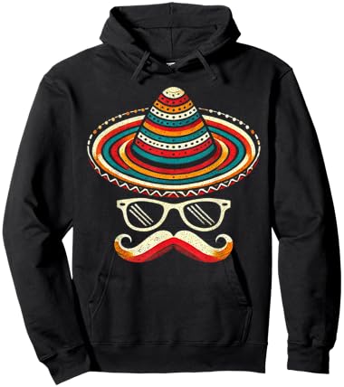 Sombrero Mustache Sunglasses Cinco De Mayo Fiesta Men Boys Hoodie - Hoodie | Black