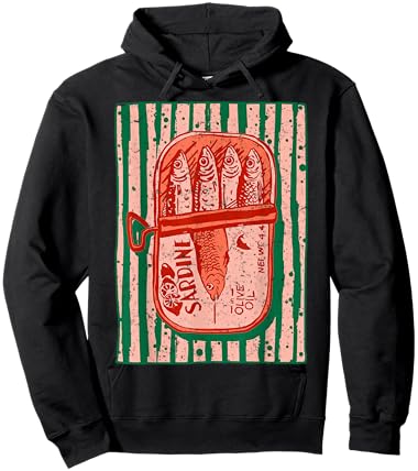 Sardines Tinned Fish Retro Graphic Mediterranean Coastal Hoodie - Hoodie | Black