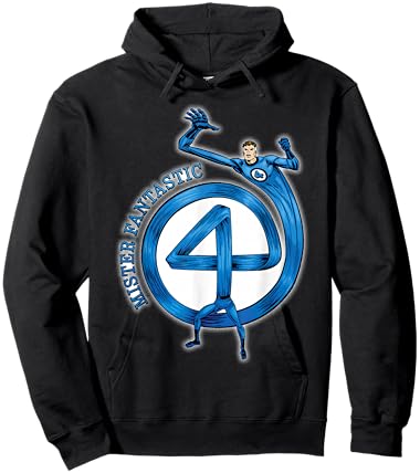 Marvel Fantastic Four Mister Fantastic 4" Logo Comic Art Hoodie - Hoodie | Black