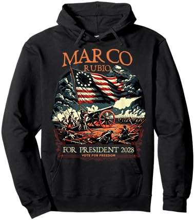 Marco Rubio 2028 for President Colonial Patriotic US Flag Hoodie - Hoodie | Black