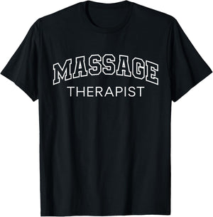 Massage Therapist Fun Athletic Lettering Masseuse Gift Women T-Shirt - T-Shirt | Black