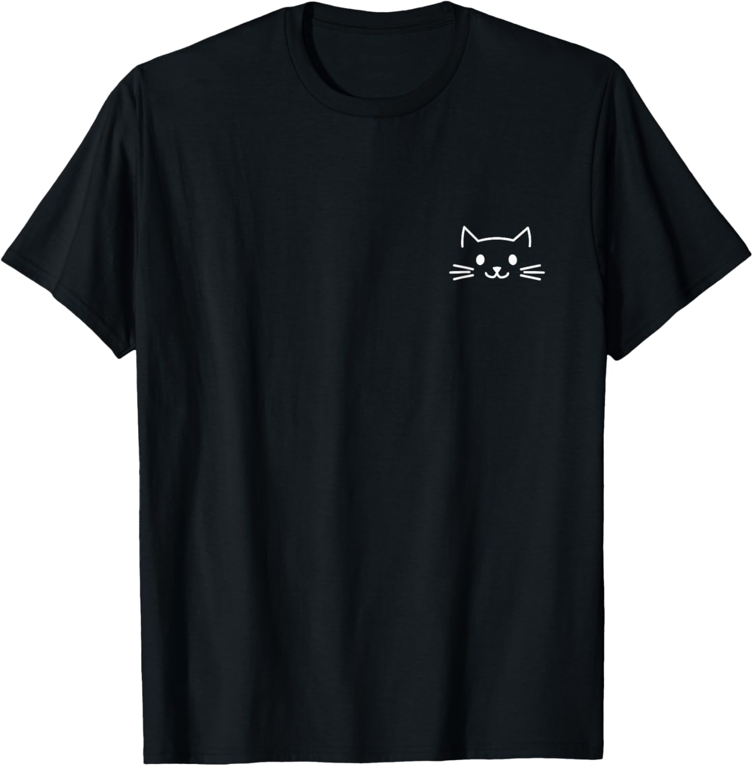 Small Cat Face Cat Lover Funny Cat Minimalist Subtle Cat T-Shirt - T-Shirt | Black