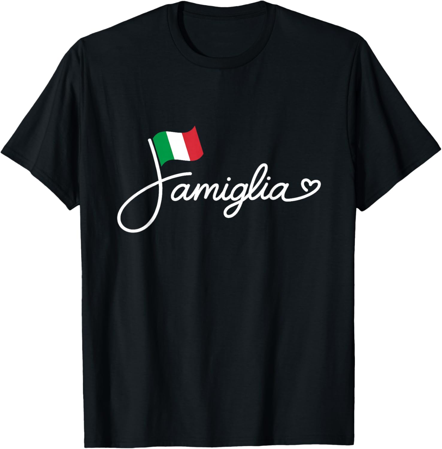 Italy Famiglia - Italian Flag Family Heritage Word Art T-Shirt - T-Shirt | Black