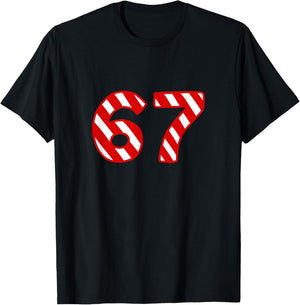 67 Christmas Sweater 6 7 Middle School Candy Cane T-Shirt - T-Shirt | Black