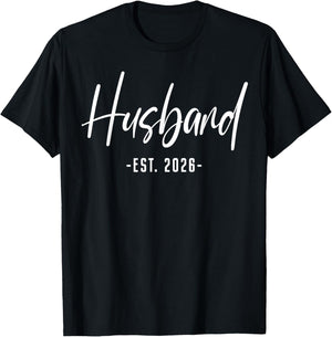 Husband Est 2026 Just Married Honeymoon Wedding Couples T-Shirt - T-Shirt | Black