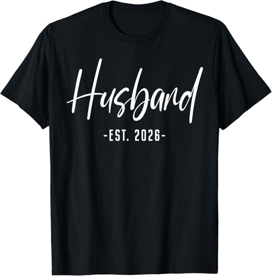 Husband Est 2026 Just Married Honeymoon Wedding Couples T-Shirt - T-Shirt | Black