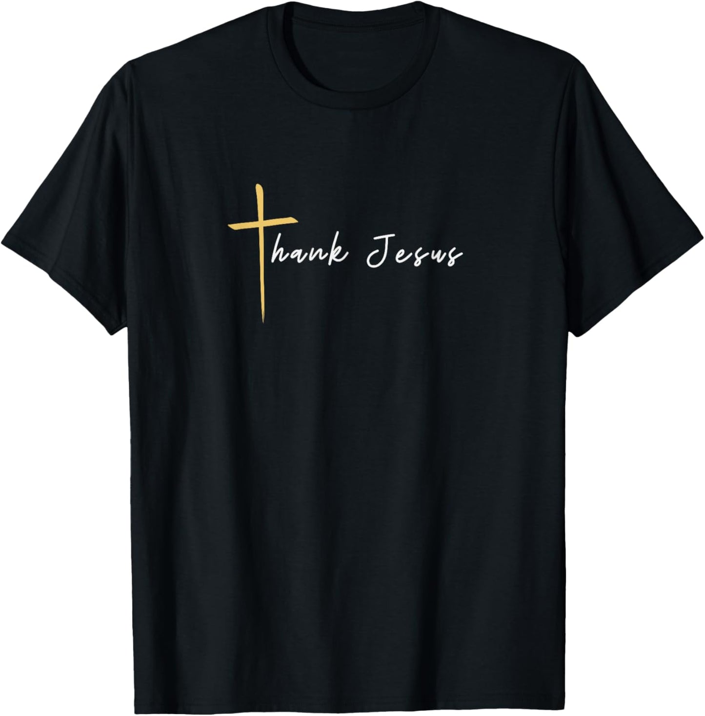 Jesus Thank You Cross Minimal Christian Religion T-Shirt - T-Shirt | Black