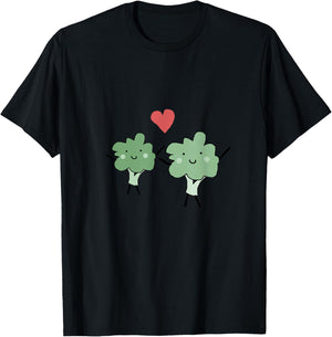 Valentine Broccoli Heart Love Fun T-Shirt - T-Shirt | Black