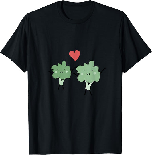Valentine Broccoli Heart Love Fun T-Shirt - T-Shirt | Black