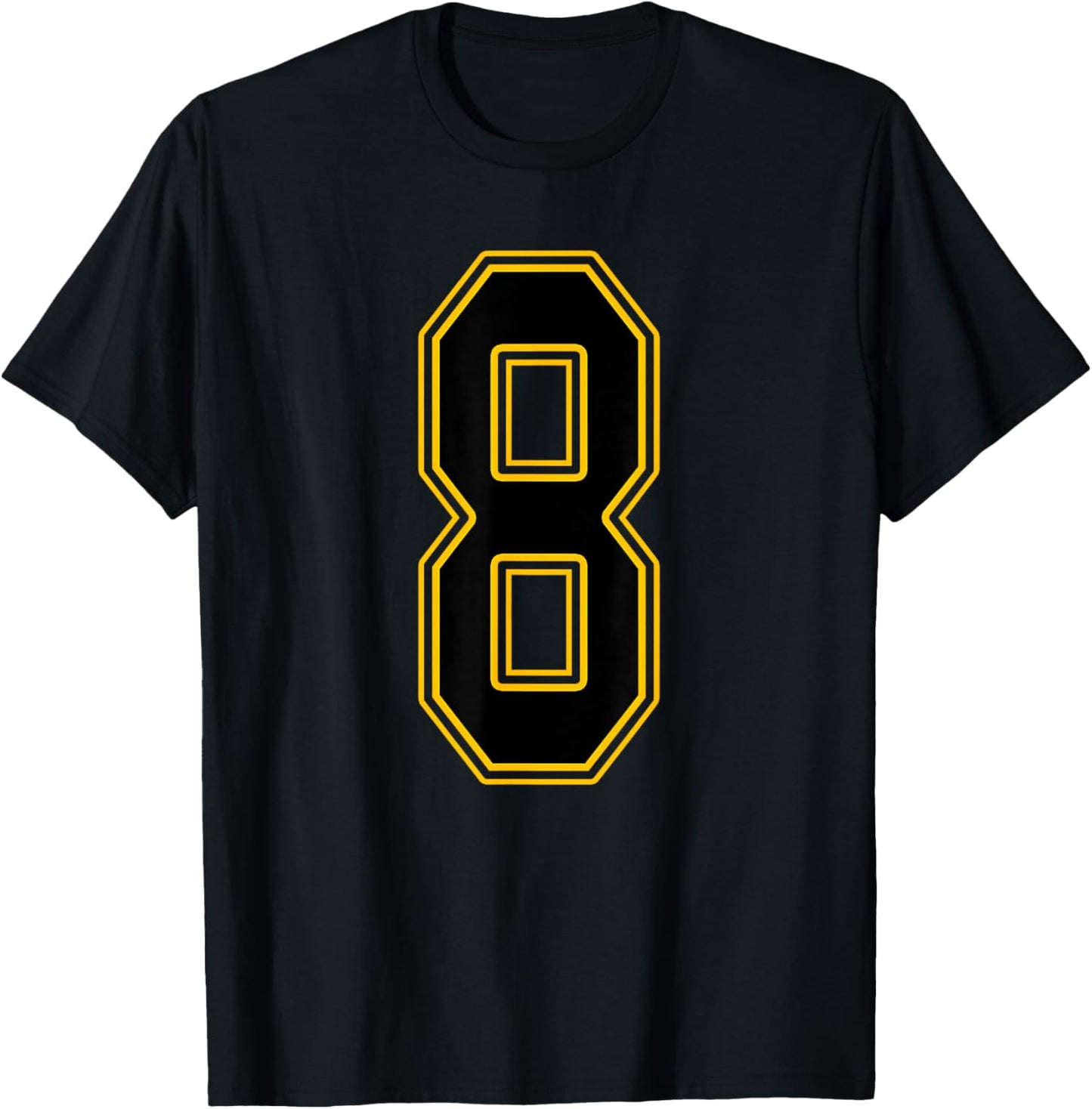 Black and Gold Number 8 Jersey Player Uniform #8 T-Shirt - T-Shirt | Black