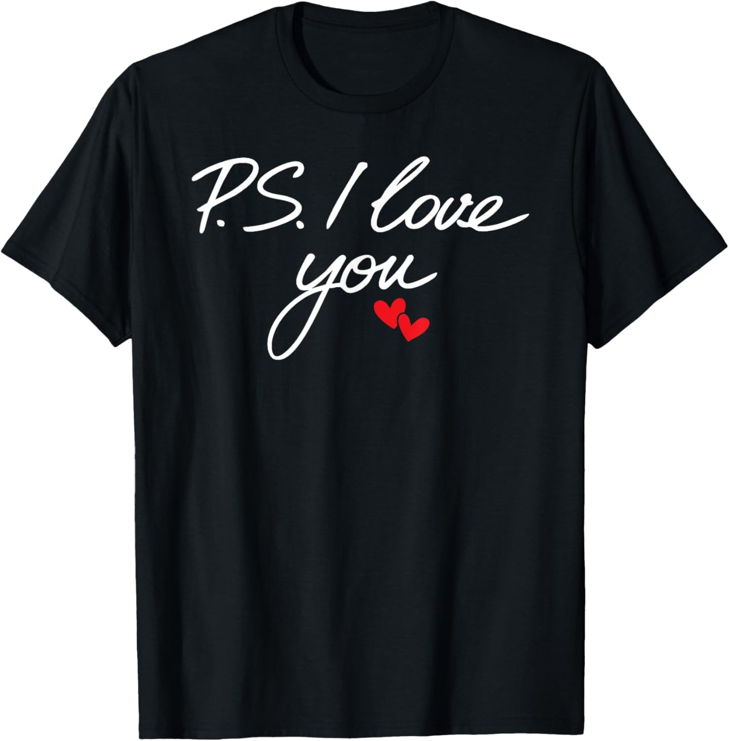 PS I Love You Day Valentine's Day Purple Heart Women Men Kid T-Shirt - T-Shirt | Black