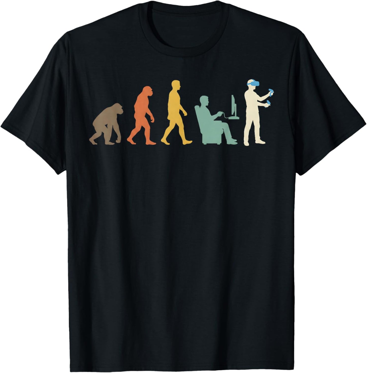 Virtual Reality VR Evolution Boys Men Gaming Gamer Headset T-Shirt - T-Shirt | Black