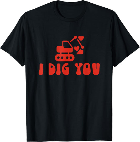 i dig You Kids Valentines Day T-Shirt - T-Shirt | Black