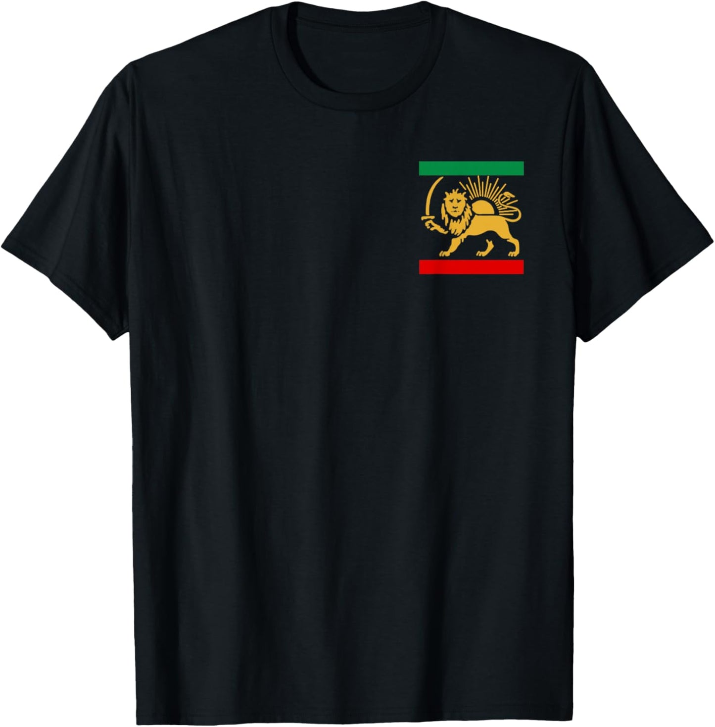 Shir o Khorshid Iran Lion & Sun Emblem Iranian Flag Symbol T-Shirt - T-Shirt | Black