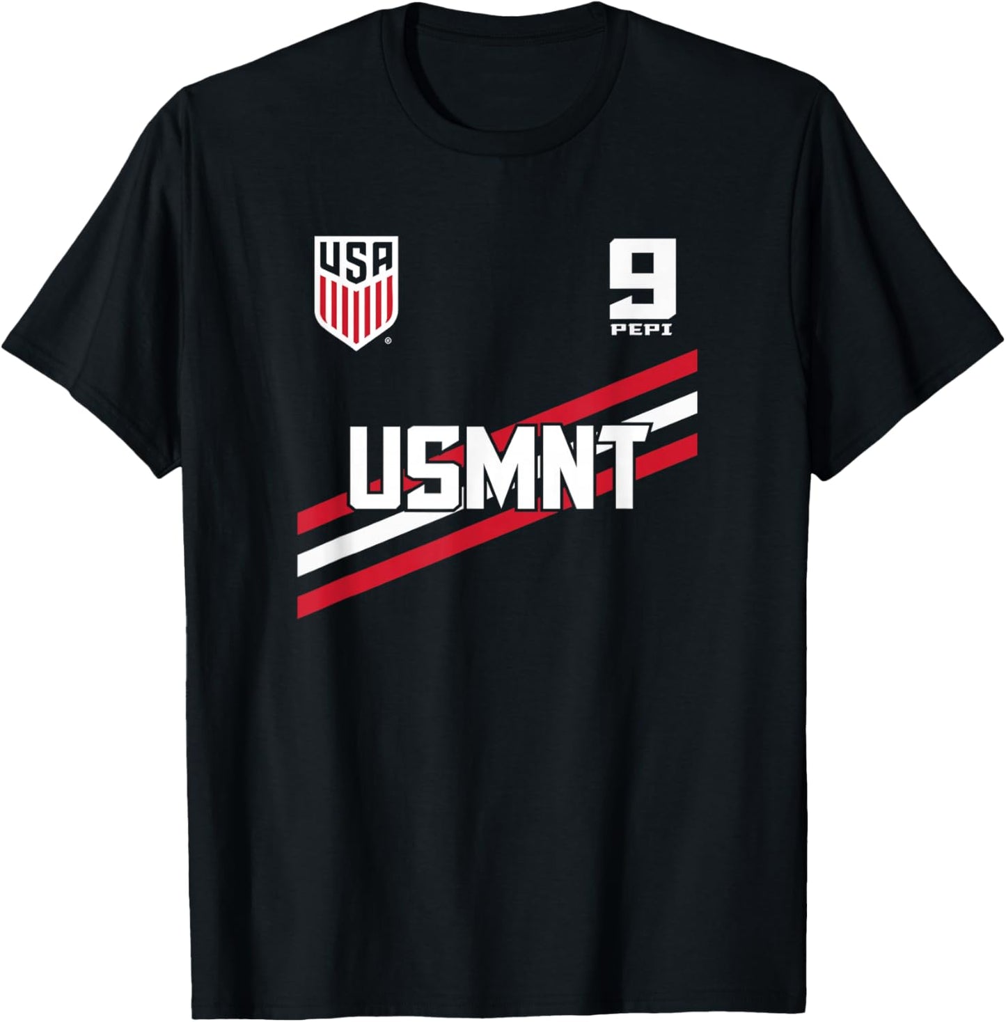 Ricardo Pepi 9 Navy USMNT Officially Licensed T-Shirt - T-Shirt | Black