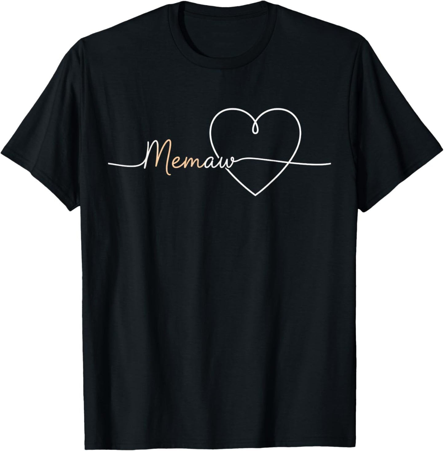 Grandparent Memaw Heart Script Memaw Mother's Day Classic T-Shirt - T-Shirt | Black