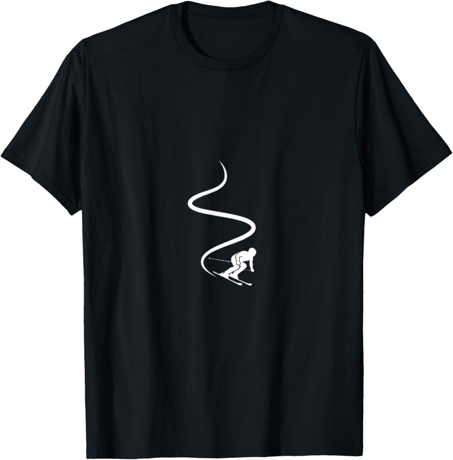 Skier with Tracks in deep Powder Snow T-Shirt - T-Shirt | Black