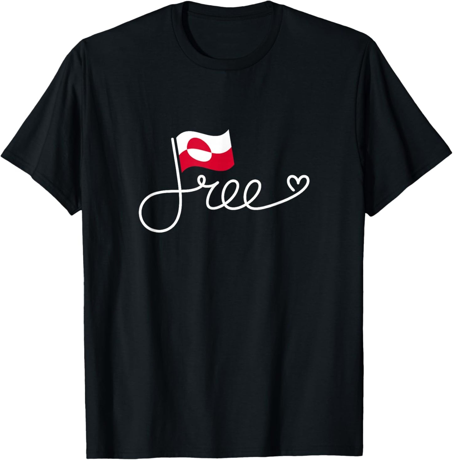 Free Greenland Flag - Greenlander Freedom Word Art T-Shirt - T-Shirt | Black