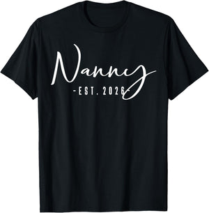 Nanny Est 2026 Baby Announcement New Nanny T-Shirt - T-Shirt | Black