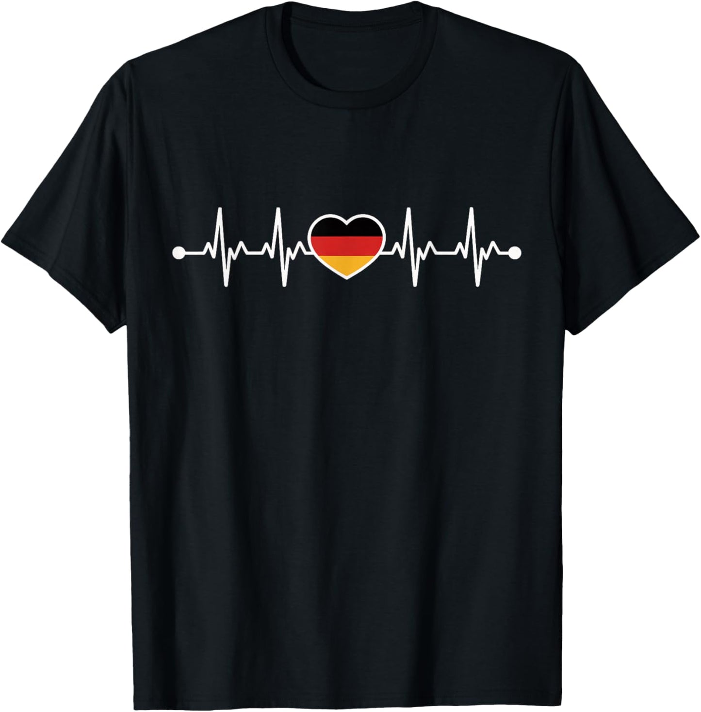 Germany Heartbeat German Flag Heart T-Shirt - T-Shirt | Black