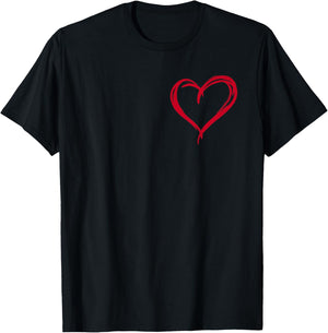 Valentines Day Heart Love Couple Romantic Art Graphic T-Shirt - T-Shirt | Black