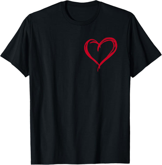 Valentines Day Heart Love Couple Romantic Art Graphic T-Shirt - T-Shirt | Black