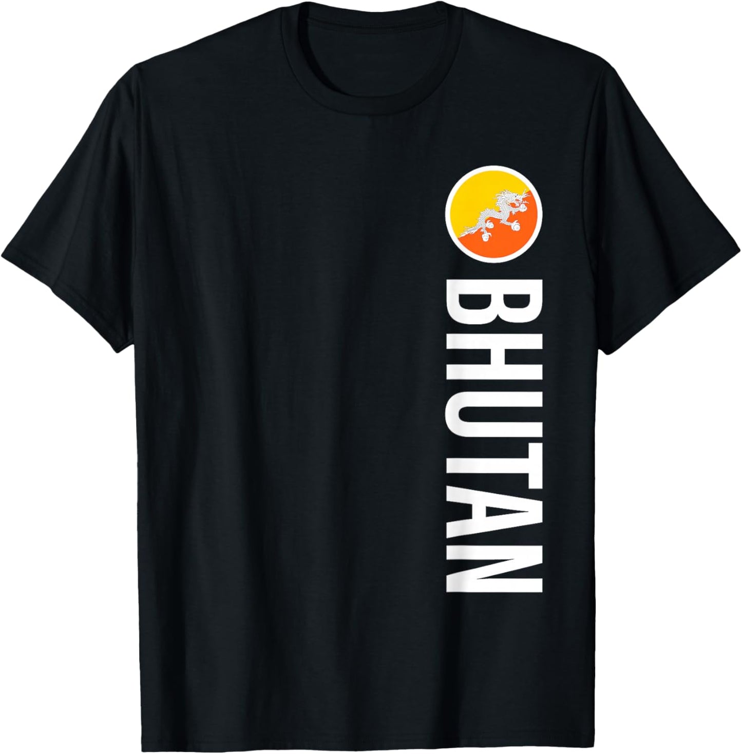 Bhutan Flag Vertical T-Shirt - T-Shirt | Black