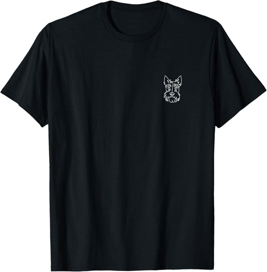 Scottish Terrier Scottie Minimalist Badge Patch Line Art T-Shirt - T-Shirt | Black