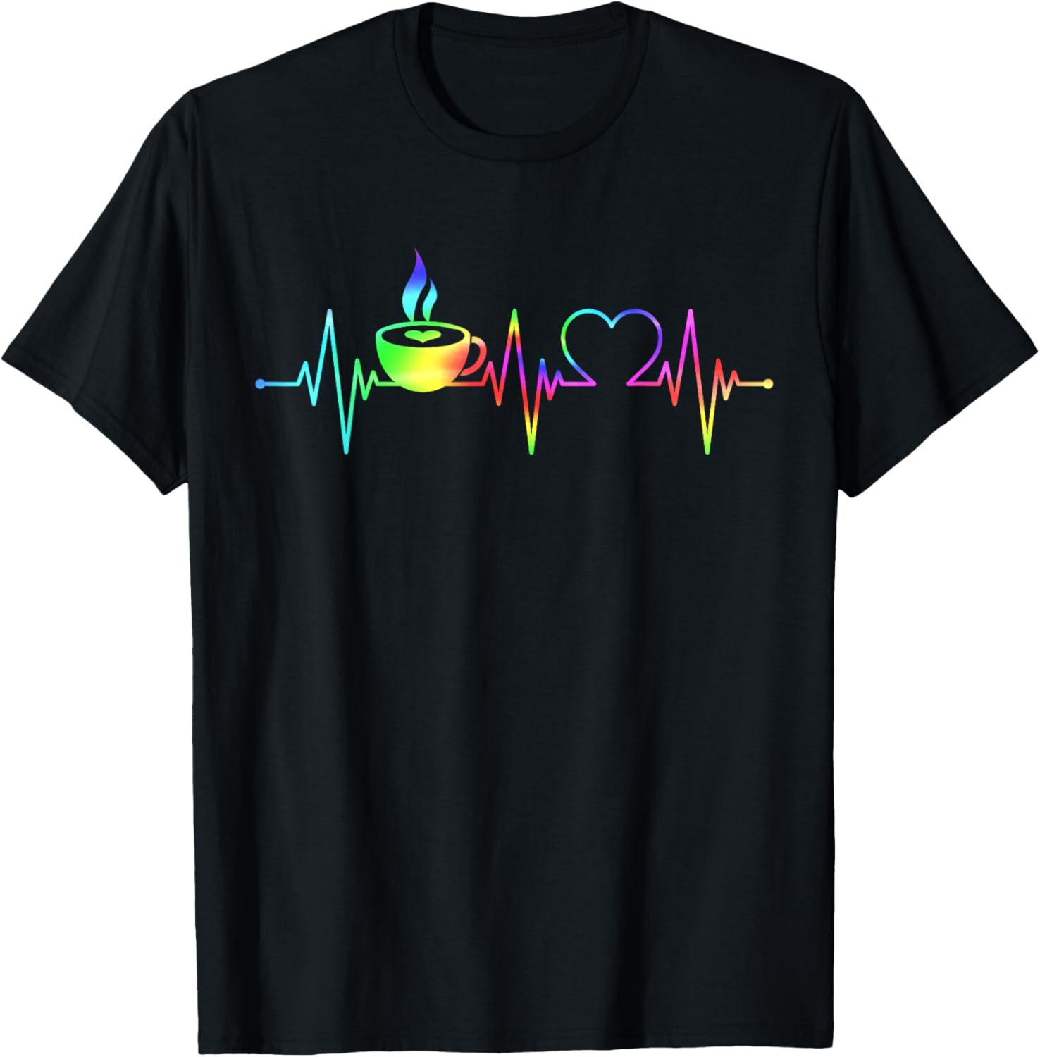 Funny Heartbeat Coffee Lovers Coffee Cup Frequency Women T-Shirt - T-Shirt | Black