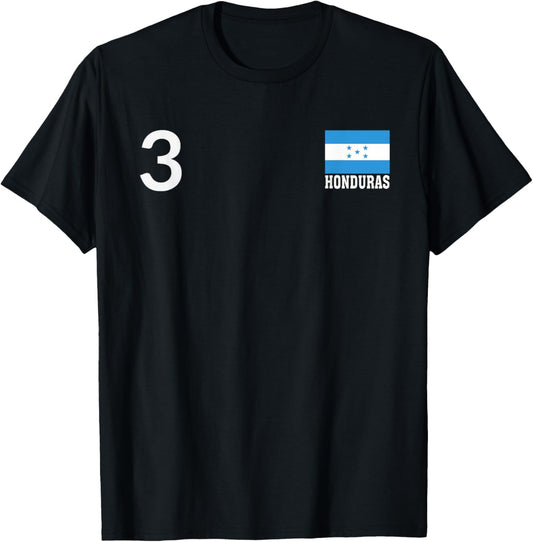Honduras Number 3 National Flag Country Heritage T-Shirt - T-Shirt | Black
