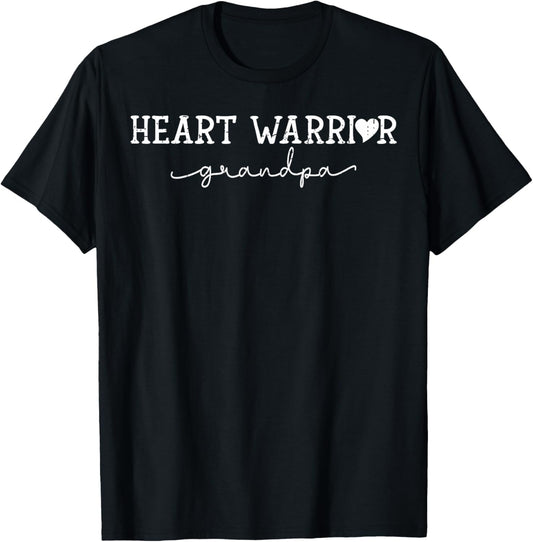 Grandpa of a Heart Warrior Heart Disease Awareness CHD T-Shirt - T-Shirt | Black