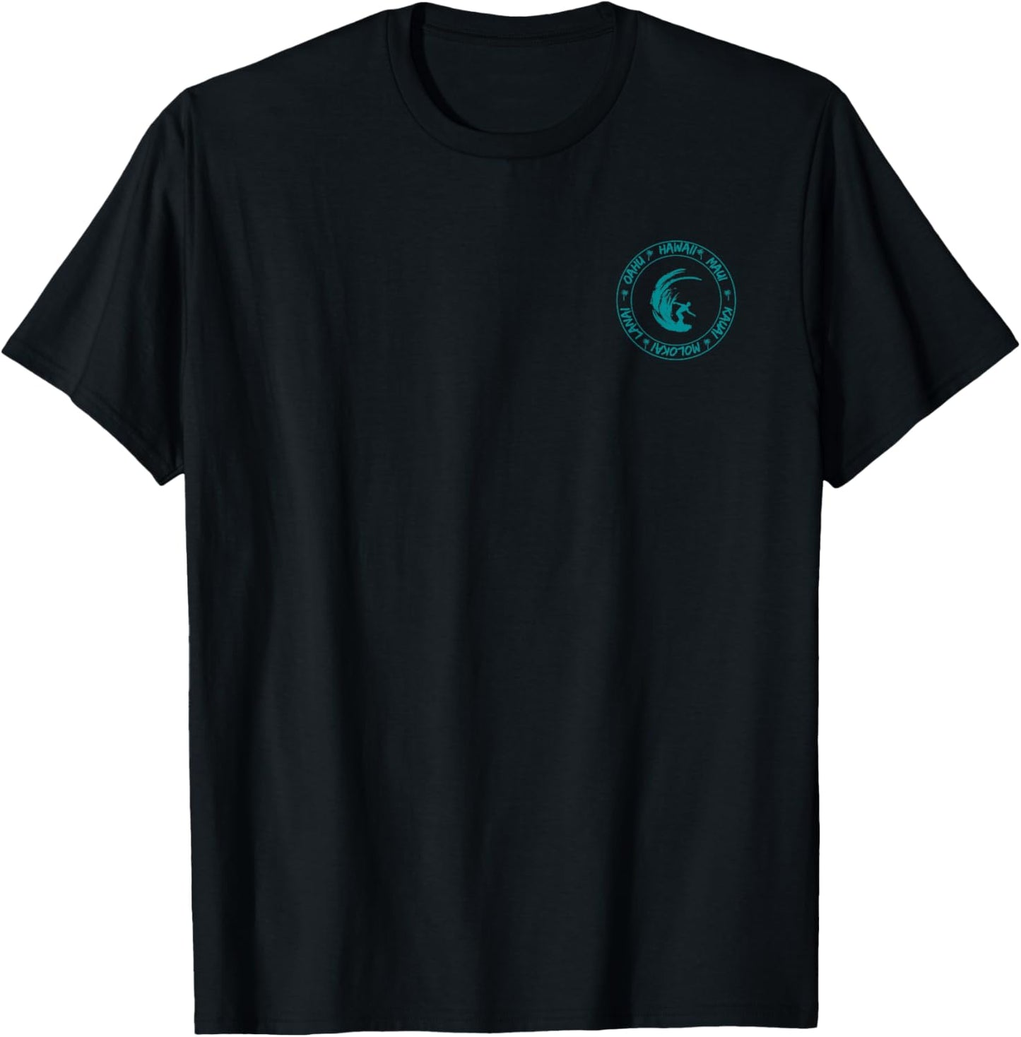 Hawaii, Maui, Molokai, Lanai, Oahu Surfer with Big Wave T-Shirt - T-Shirt | Black