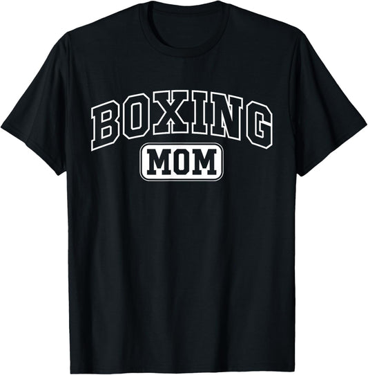 Boxing Mom Funny Athletic Lettering Mothers Day Mama Boxer T-Shirt - T-Shirt | Black