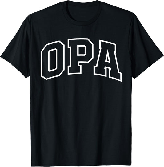 Opa Funny Athletic Lettering Father's Day Grandpa T-Shirt - T-Shirt | Black