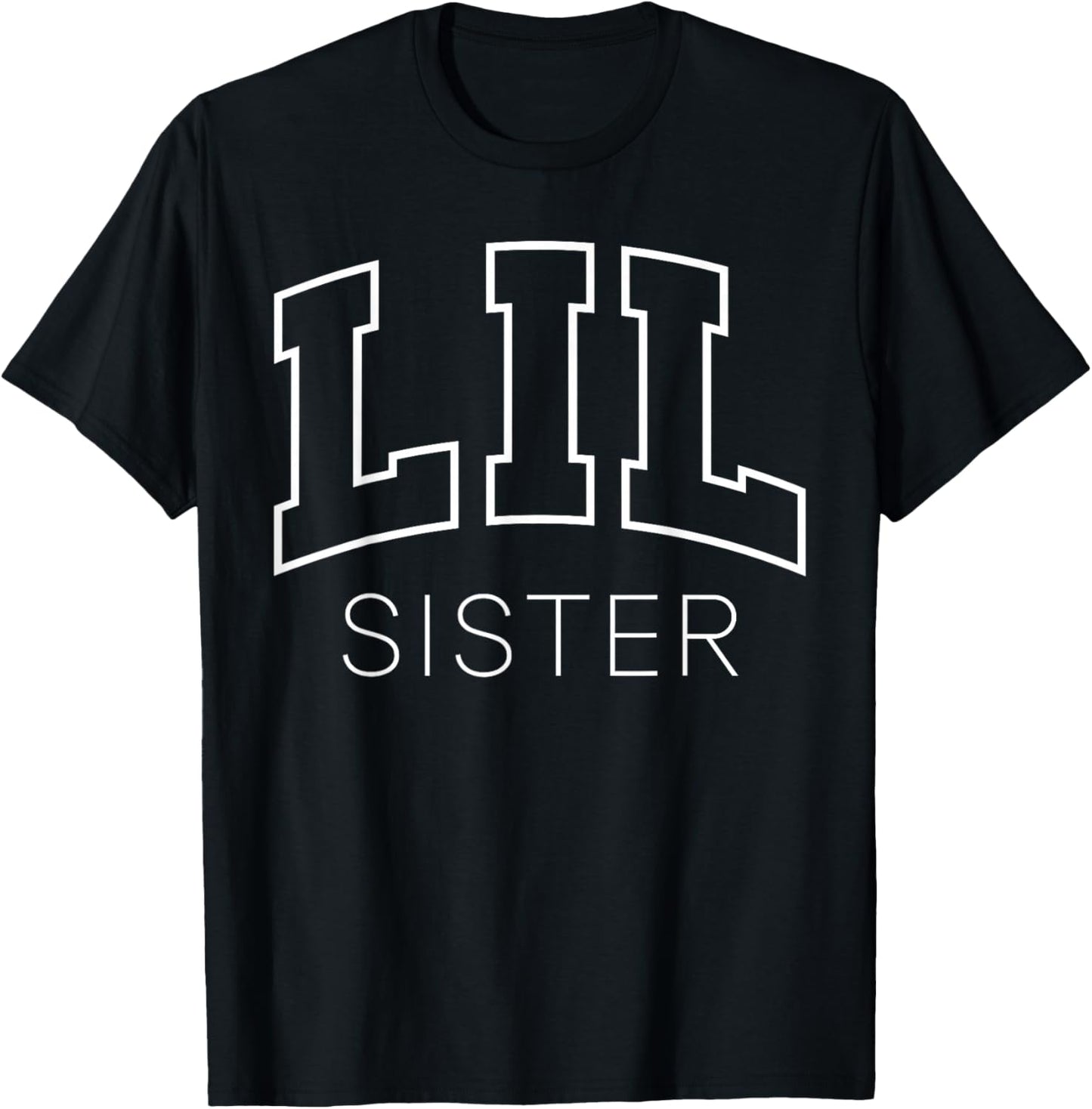 Lil Sister Funny Athletic Lettering Siblings Little Sister T-Shirt - T-Shirt | Black