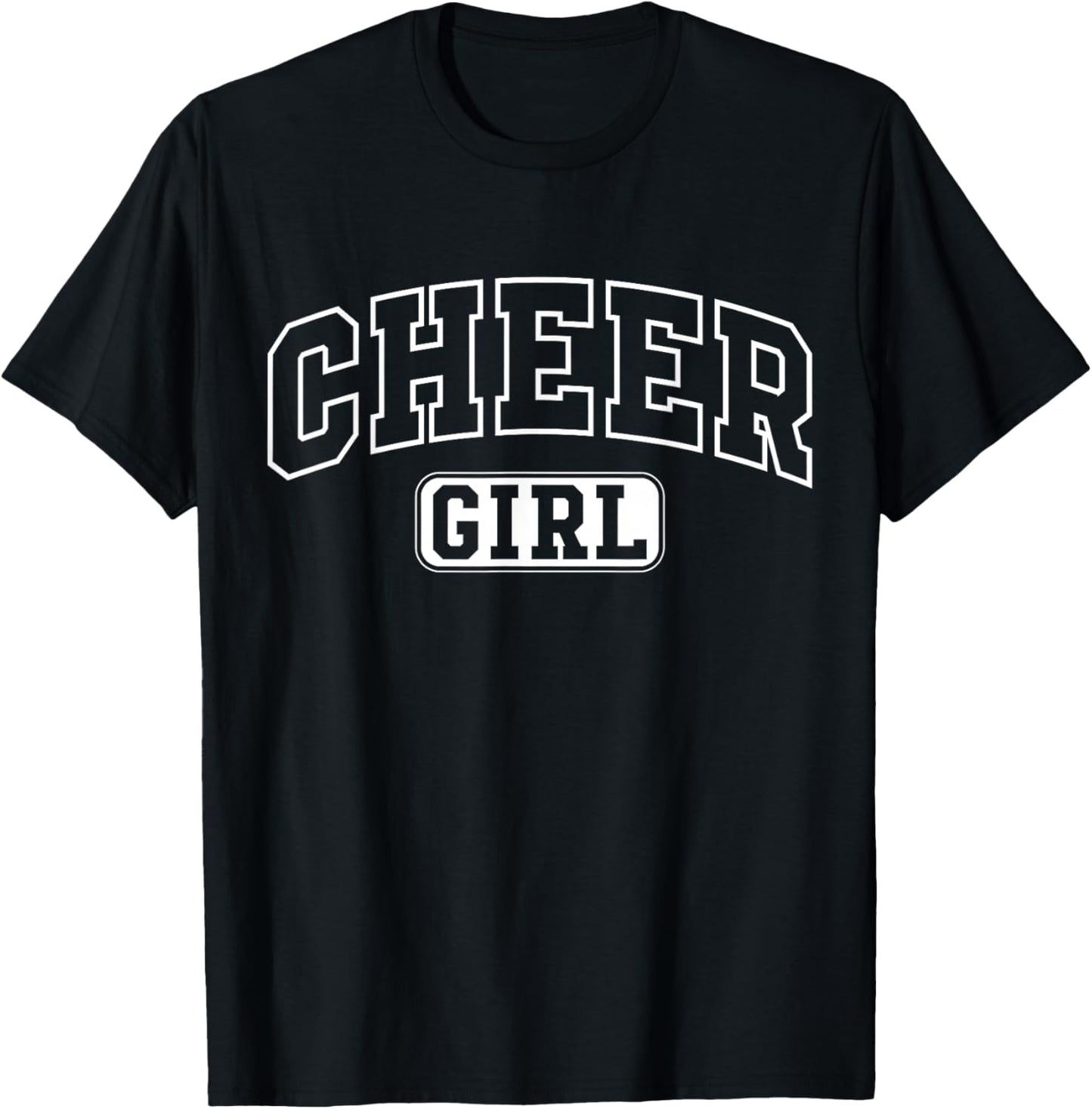 Cheer Girl Funny Athletic Lettering Cheerleader Youth Kids T-Shirt - T-Shirt | Black