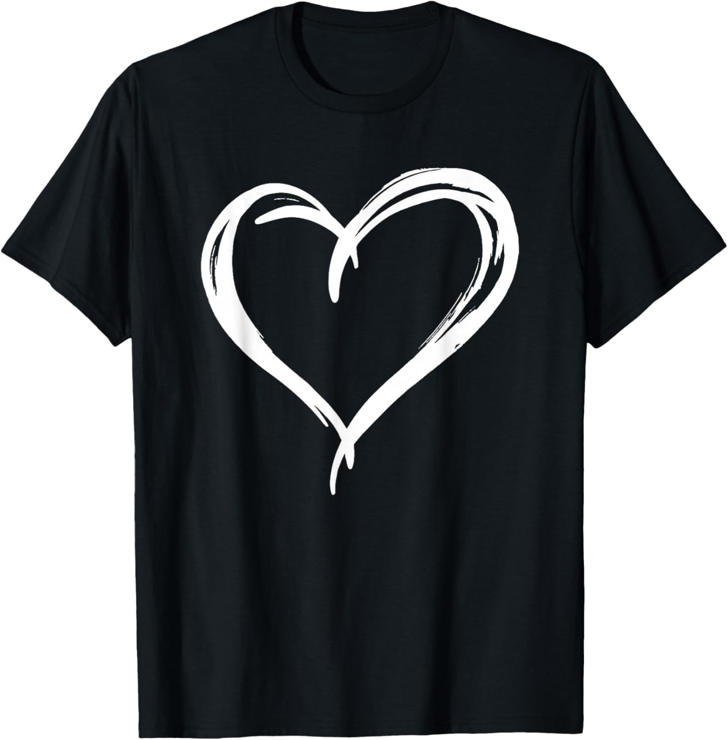 Valentines Day Heart Love Couple Romantic Art Graphic T-Shirt - T-Shirt | Black