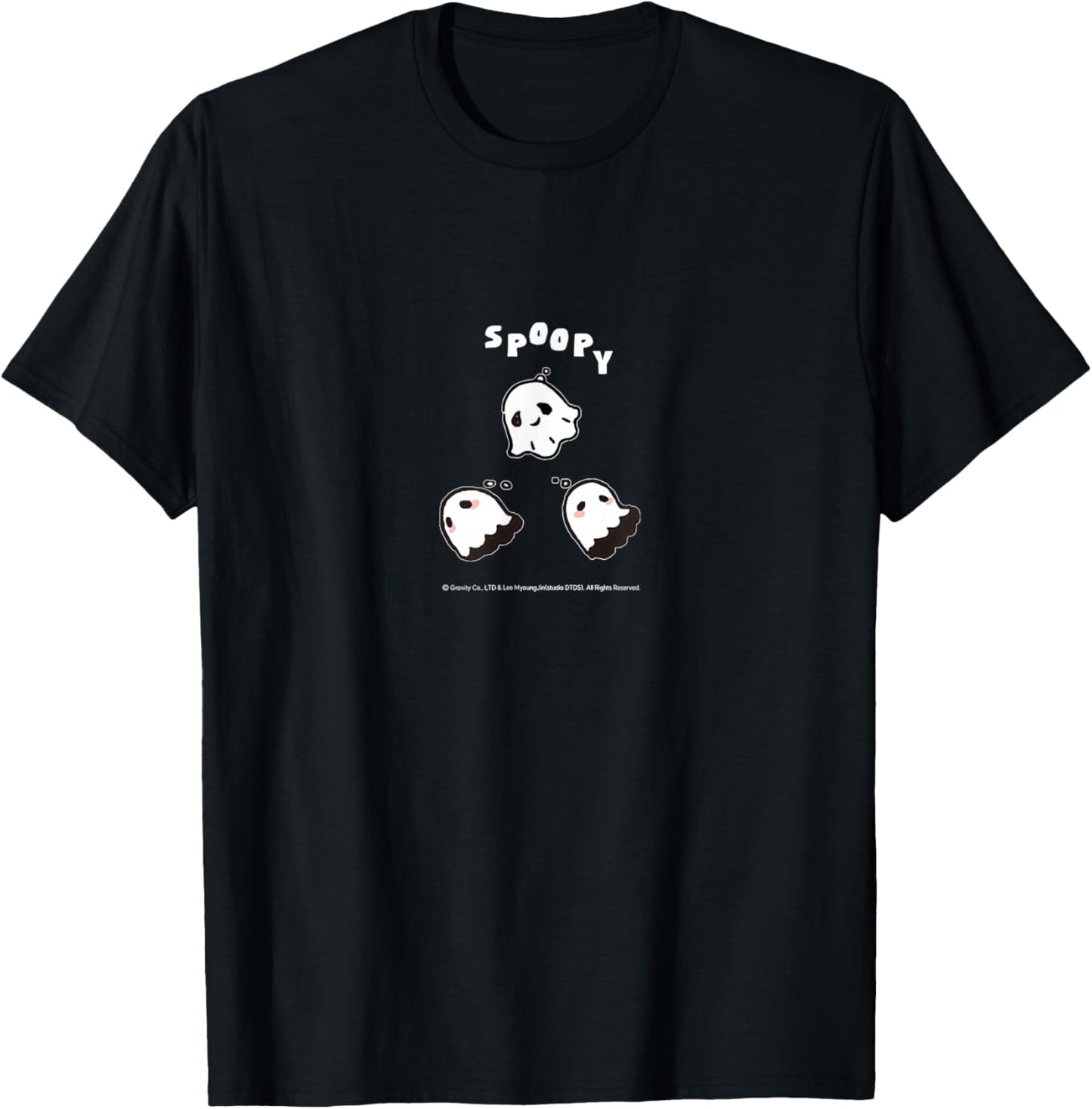 [2025 Halloween] Spoopy Triple Ghost Meme T-Shirt - T-Shirt | Black