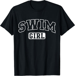 Swim Girl Funny Athletic Lettering Daughter Youth Kids T-Shirt - T-Shirt | Black