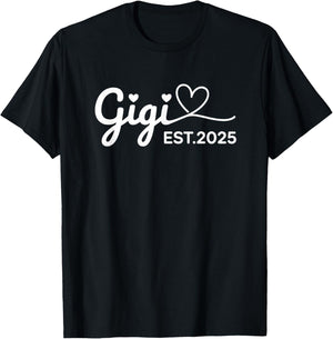 Grandparent Gigi EST.2025 Announcement New Grandparent T-Shirt - T-Shirt | Black