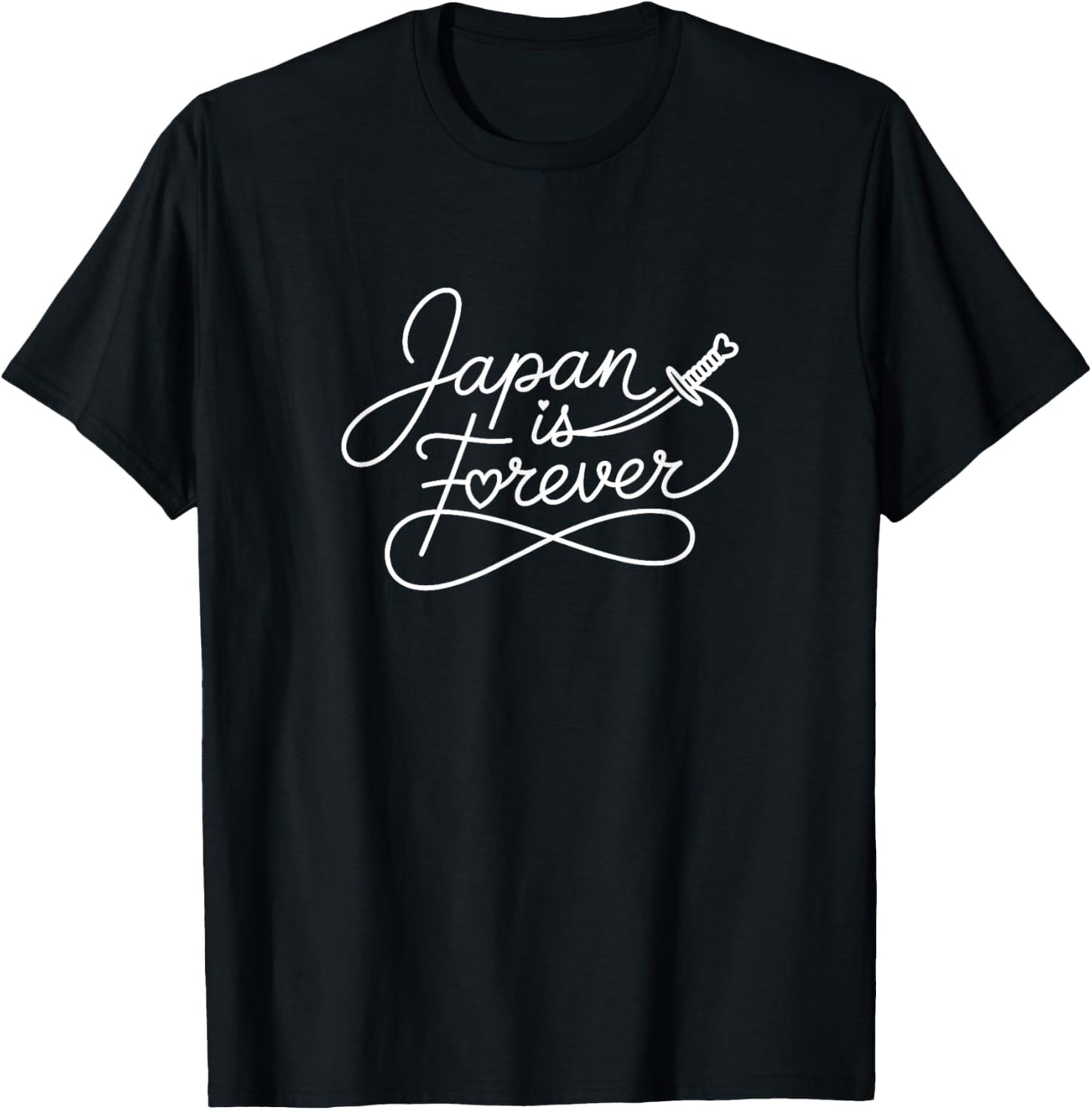 Japan is Forever - Japanese Patriotic Heart Line Art T-Shirt - T-Shirt | Black